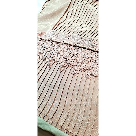 In The Mood Women's Skirt Set Pink Jacquard Tunic Top Micro-pleated Lace Midi 14 - Picture 6 of 16